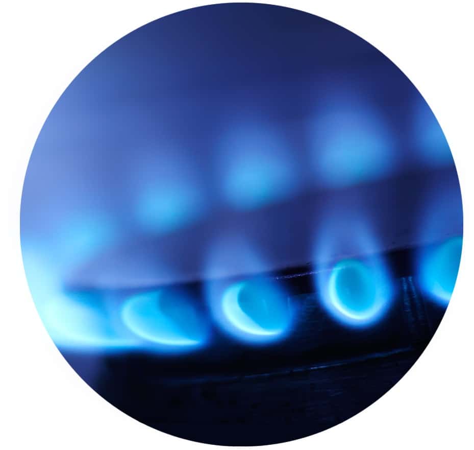 Blue flame lit from gas stove